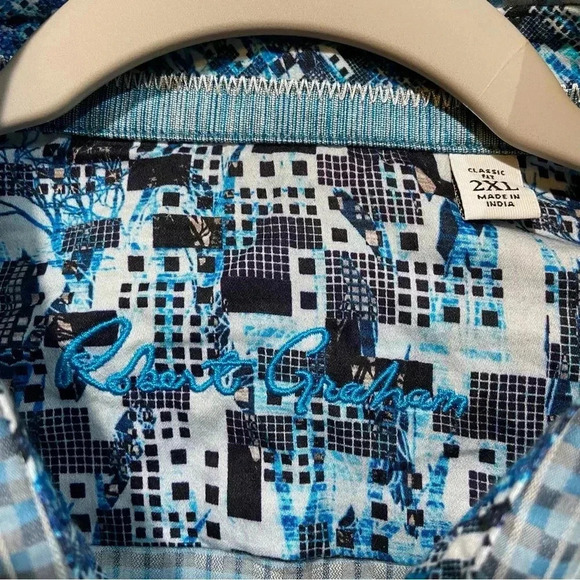 Robert Graham Men's Button up Dress Shirt 2XL Teal Classic Business Cocktail NWT - Picture 2 of 12